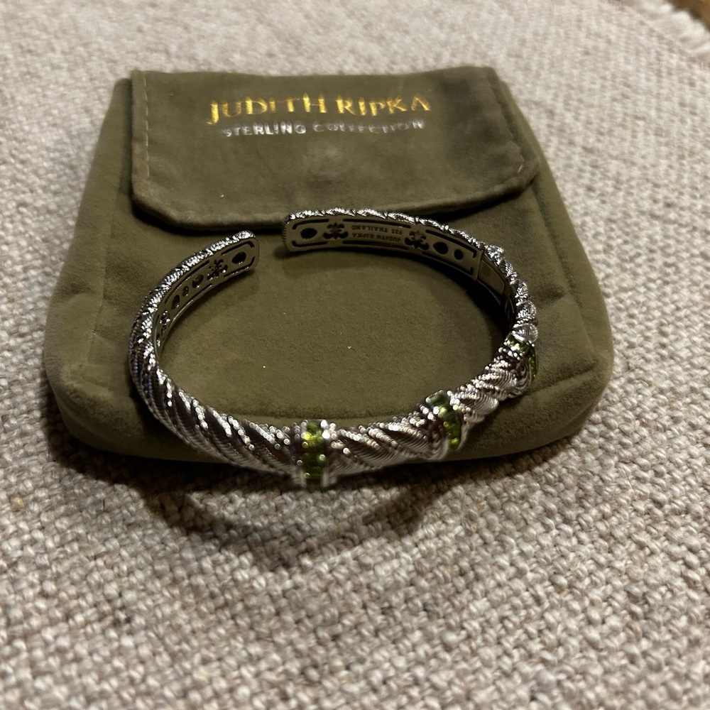 Judith Ripka Silver and Green Twisted Rope Bracelet